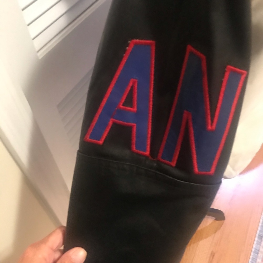 🏈 RARE Vintage Leather GIANTS Bomber Jacket - Picture 9 of 13
